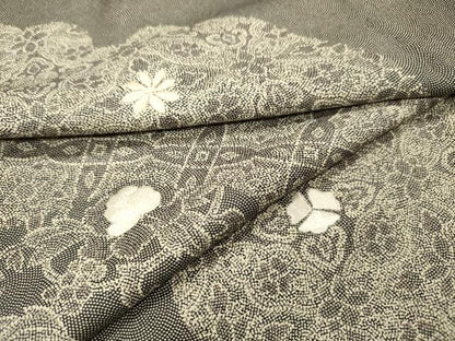平和屋着物▼江戸小紋　訪問着　単衣　刺繍　道長花文　正絹　逸品　DABL2250fe