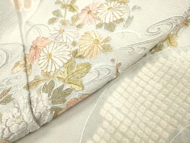 平和屋着物▼訪問着　刺繍　絞り　地紙花文　金糸　正絹　逸品　DABL2255fe
