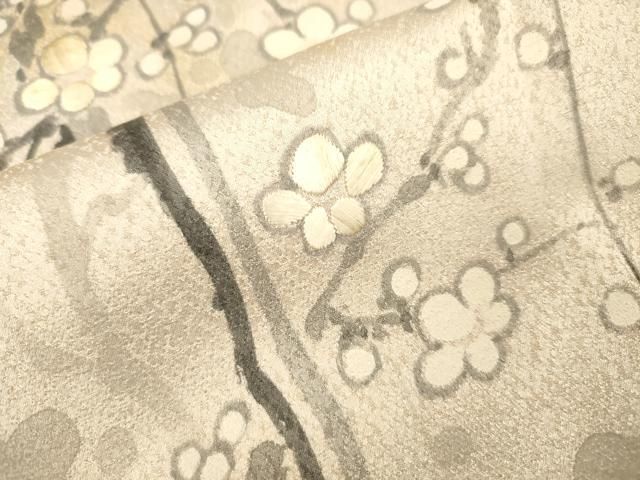 平和屋着物▼訪問着　刺繍　手描き　枝梅　正絹　逸品　DABL2259fe