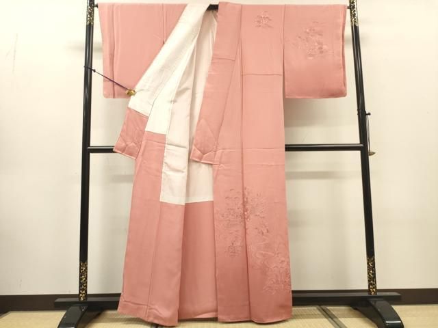 平和屋着物▼中国三大刺繍　スワトウ刺繍　汕頭刺繍　総刺繍　訪問着　籬風景花松文　暈し染　正絹　逸品　未使用　DABL2262fe
