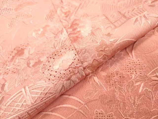 平和屋着物▼中国三大刺繍　スワトウ刺繍　汕頭刺繍　総刺繍　訪問着　籬風景花松文　暈し染　正絹　逸品　未使用　DABL2262fe