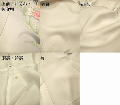 平和屋着物▼訪問着　手描き　草花　暈し染　正絹　逸品　DABL2263fe