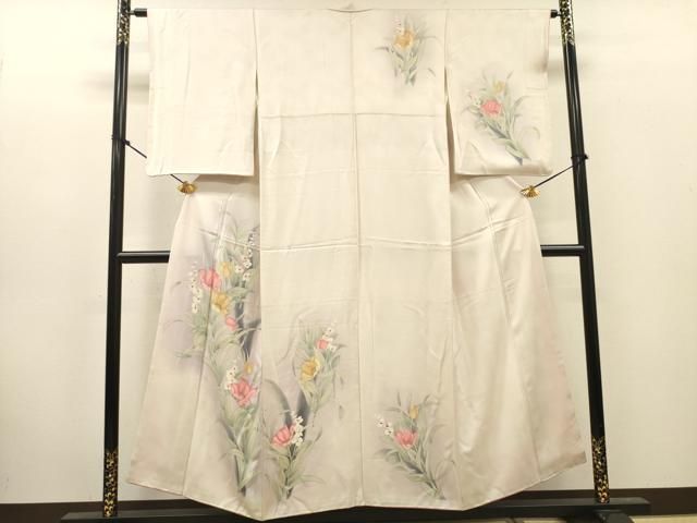 平和屋着物▼訪問着　手描き　草花　暈し染　正絹　逸品　DABL2263fe