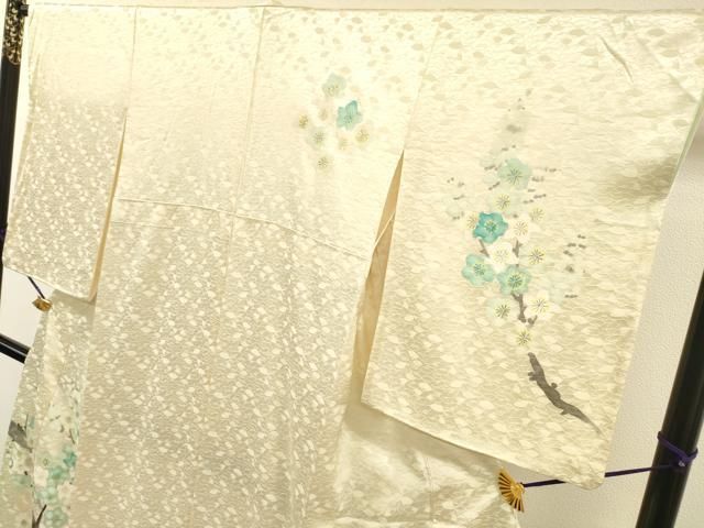 平和屋着物▼訪問着　手描き　枝梅　正絹　逸品　DABL2265fe