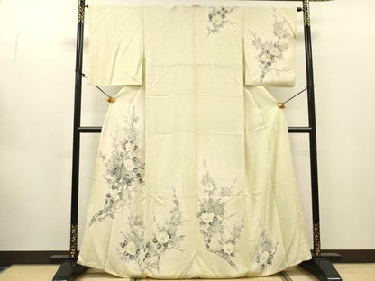 平和屋着物▼訪問着　手描き　枝花　暈し染　正絹　逸品　DABL2266fe