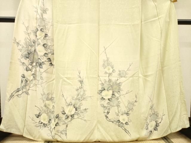 平和屋着物▼訪問着　手描き　枝花　暈し染　正絹　逸品　DABL2266fe