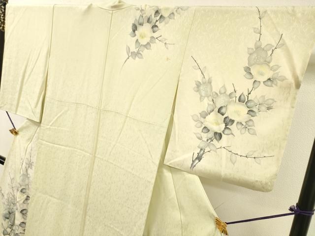 平和屋着物▼訪問着　手描き　枝花　暈し染　正絹　逸品　DABL2266fe