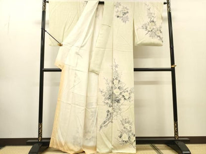 平和屋着物▼訪問着　手描き　枝花　暈し染　正絹　逸品　DABL2266fe