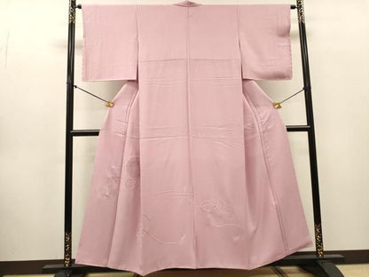 平和屋着物▼中国三大刺繍　スワトウ刺繍　汕頭刺繍　総刺繍　色留訪問着　鏡裏花文　撫子色　正絹　逸品　未使用　DABL2267fe