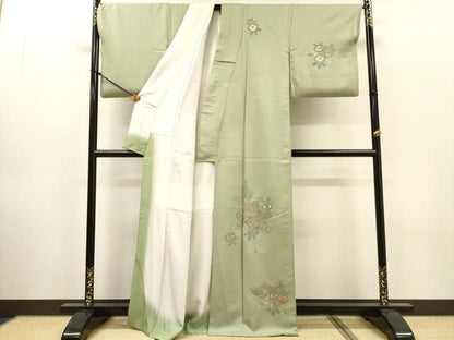 平和屋着物●中国三大刺繍　スワトウ刺繍　汕頭刺繍　相良刺繍　総刺繍　訪問着　蒔絵花文　金糸　正絹　逸品　DABL2358fe