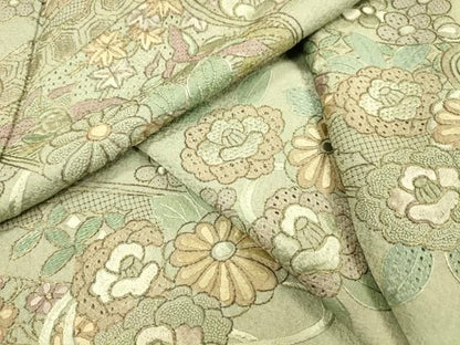 平和屋着物●中国三大刺繍　スワトウ刺繍　汕頭刺繍　相良刺繍　総刺繍　訪問着　蒔絵花文　金糸　正絹　逸品　DABL2358fe