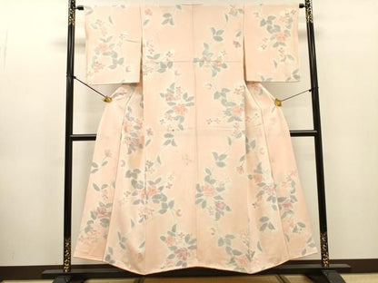 平和屋着物●上質な小紋　地紋起こし　草花文　暈し染　正絹　逸品　DABL2361fe