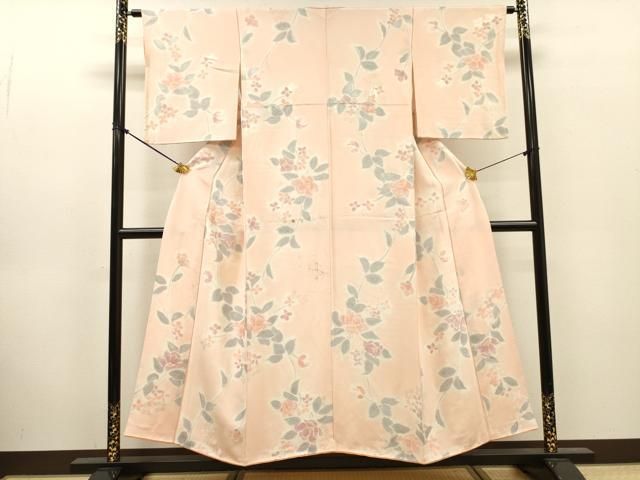 平和屋着物●上質な小紋　地紋起こし　草花文　暈し染　正絹　逸品　DABL2361fe