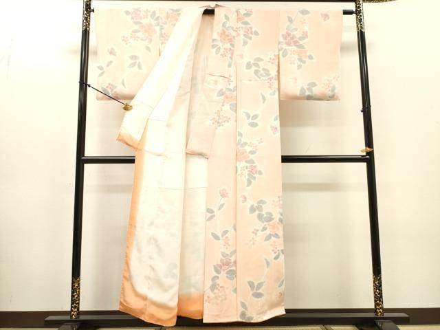 平和屋着物●上質な小紋　地紋起こし　草花文　暈し染　正絹　逸品　DABL2361fe
