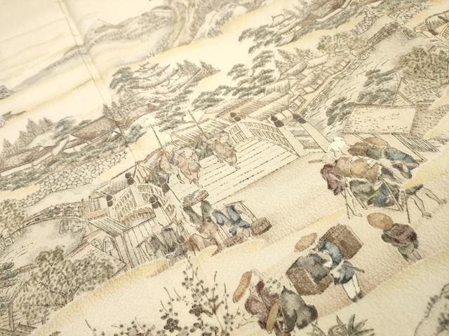 平和屋着物●訪問着　作家物　人物風景文　正絹　逸品　DABL2363fe