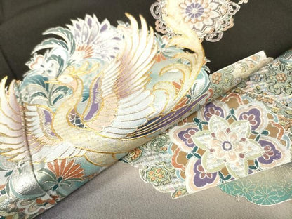 平和屋着物●豪華黒留袖　正倉院花鳳凰花文　金銀彩　正絹　逸品　DABL2372fe