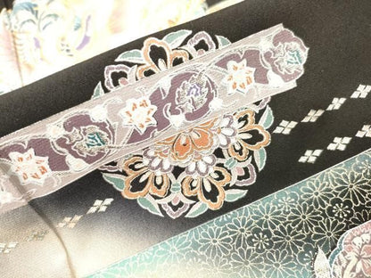 平和屋着物●豪華黒留袖　正倉院花鳳凰花文　金銀彩　正絹　逸品　DABL2372fe