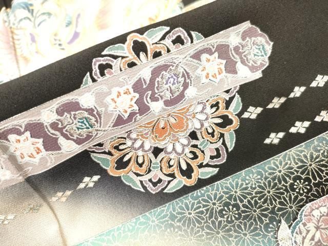 平和屋着物●豪華黒留袖　正倉院花鳳凰花文　金銀彩　正絹　逸品　DABL2372fe
