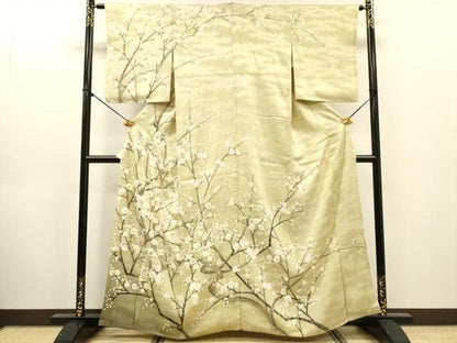 平和屋着物●訪問着　刺繍　枝花　暈し染　金彩　正絹　逸品　DABL2395fe