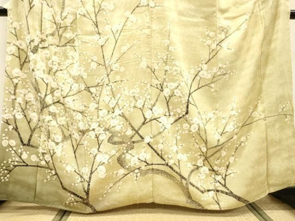 平和屋着物●訪問着　刺繍　枝花　暈し染　金彩　正絹　逸品　DABL2395fe