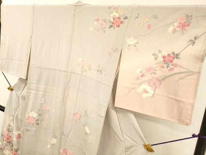 平和屋着物●中国三大刺繍　相良刺繍　訪問着　作家物　枝桜　暈し染　金糸　正絹　逸品　DABL2603fe