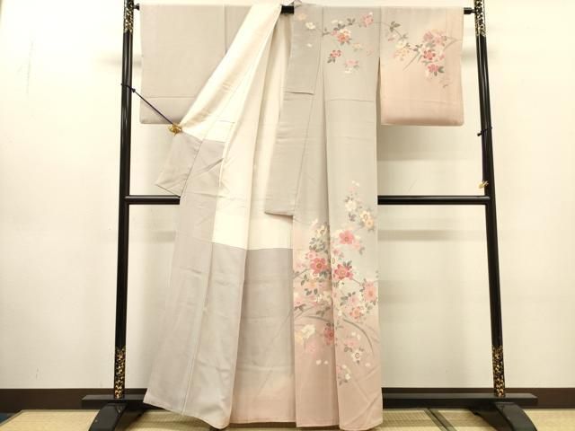 平和屋着物●中国三大刺繍　相良刺繍　訪問着　作家物　枝桜　暈し染　金糸　正絹　逸品　DABL2603fe
