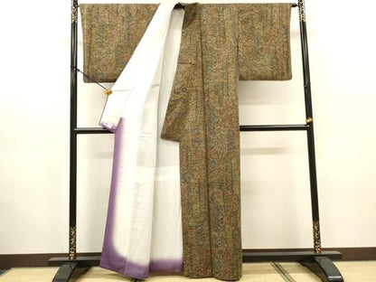 平和屋着物●上質な小紋　更紗花間道　金通し地　やまと誂製　正絹　逸品　DABL2617fe