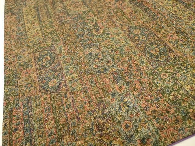平和屋着物●上質な小紋　更紗花間道　金通し地　やまと誂製　正絹　逸品　DABL2617fe