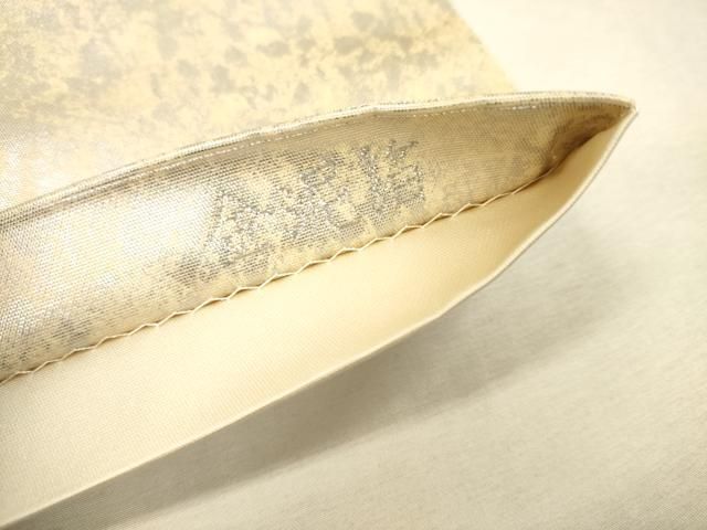 平和屋本店●工芸作家集団　葛実　辻清峰　袋帯　螺鈿　鴛鴦松文　金泥箔　本金箔　正絹　逸品　未使用　DABL2917fe