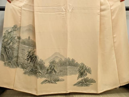 平和屋着物■訪問着　手描き　風景文　正絹　逸品　DABL3016qa