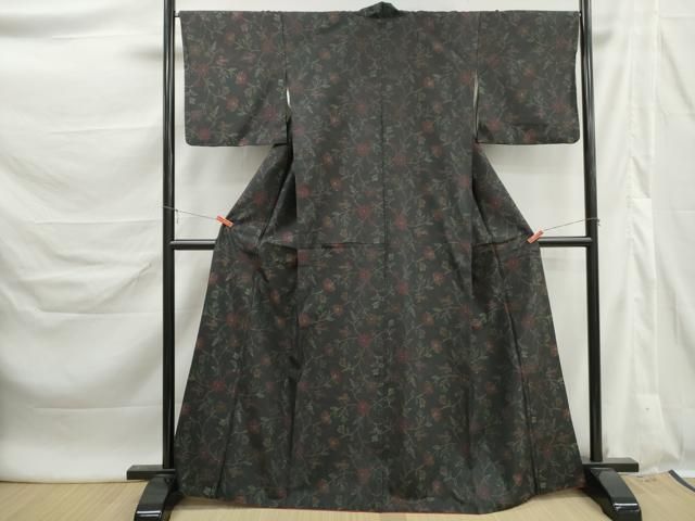 平和屋着物■本場大島紬　枝花文　正絹　逸品　DABL3018qa