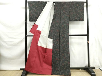 平和屋着物■本場大島紬　枝花文　正絹　逸品　DABL3018qa
