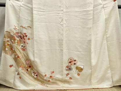 平和屋着物■訪問着　駒刺繍　立波花松文　暈し染め　金彩　正絹　逸品　DABL3020qa