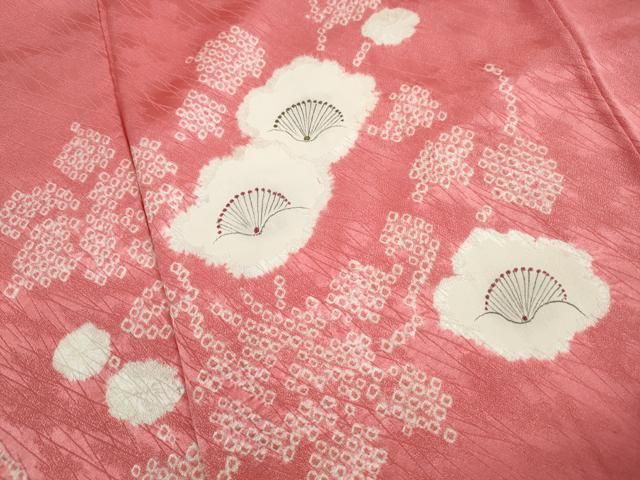 平和屋着物■訪問着　手描き　絞り　舞花文　正絹　逸品　DABL3024qa