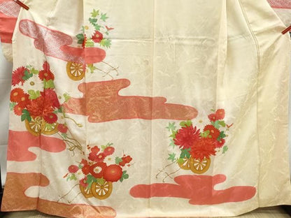 平和屋着物■豪華振袖　刺繍　エ霞花車文　暈し染め　金糸　金彩　正絹　逸品　DABL3033qa