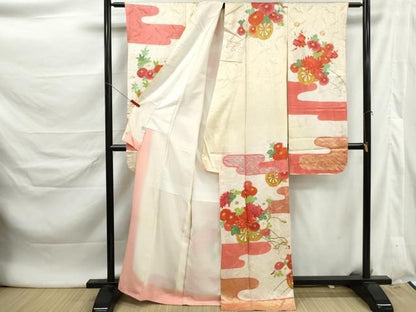 平和屋着物■豪華振袖　刺繍　エ霞花車文　暈し染め　金糸　金彩　正絹　逸品　DABL3033qa
