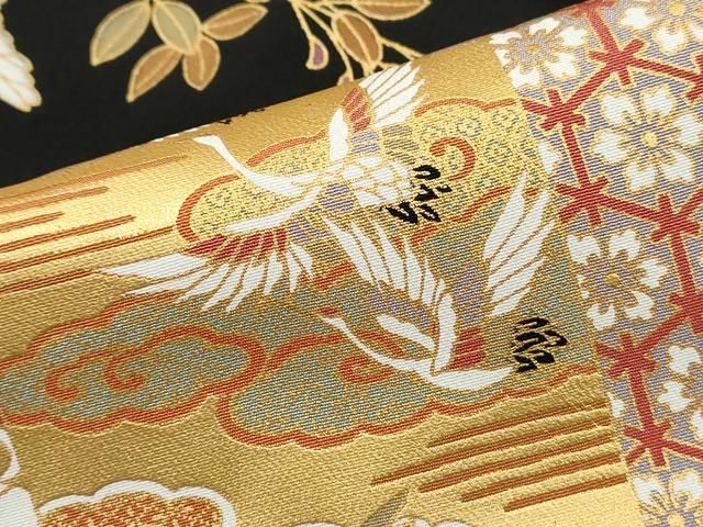 平和屋着物■豪華黒留袖　駒刺繍　幔幕菊松文　金彩　正絹　逸品　DABL3115qa