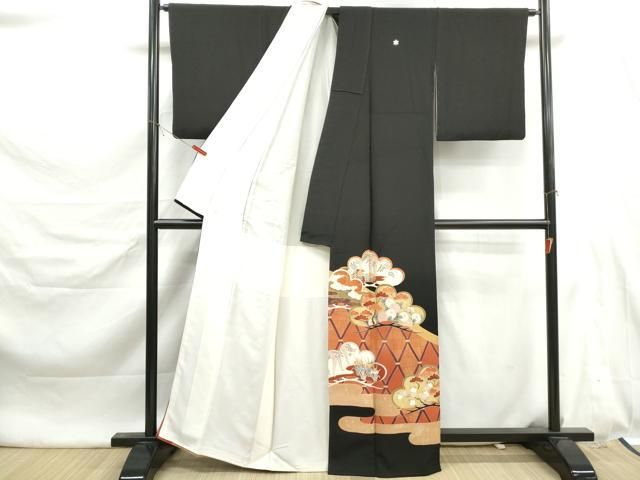 平和屋着物■豪華黒留袖　作家物　籬笠松文　金彩　正絹　逸品　DABL3118qa