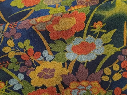 平和屋着物■上質な小紋　草花文　暈し染め　鬼しぼ縮緬　正絹　逸品　DABL3119qa