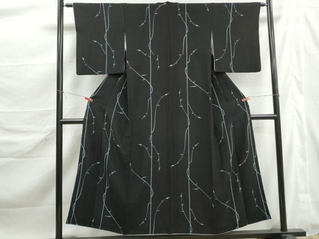 平和屋着物■上質な小紋　唐草文　黒地　正絹　逸品　DABL3123qa