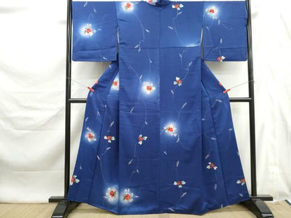平和屋着物■上質な小紋　手描き　草花文　蛍暈し　正絹　逸品　DABL3126qa