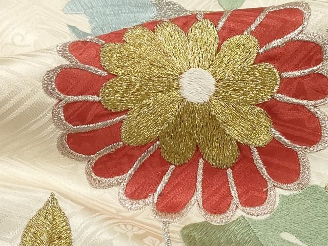 平和屋着物■訪問着　総刺繍　草花文　菊　金銀糸　正絹　逸品　DABL3127qa