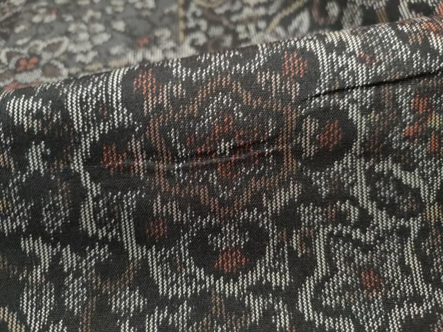 平和屋着物■大島紬　泥染調　洋花文　証紙付き　正絹　逸品　DABL3129qa
