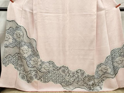 平和屋着物●訪問着　総絞り　道長花文　正絹　逸品　DABL3130qa