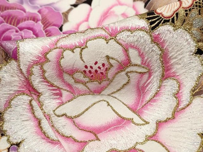 平和屋着物●豪華振袖　刺繍　草花文　薔薇　バラ　銀彩　正絹　逸品　DABL3134qa