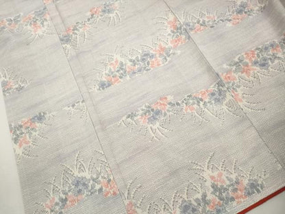 平和屋着物■塩沢紬　作家物　雪の小里　草花文　証紙付き　正絹　逸品　DABL3137qa