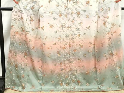 平和屋着物■訪問着　吉祥花鼓文　暈し染め　金彩　仮絵羽　逸品　未使用　DABL3139qa