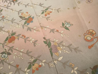 平和屋着物■訪問着　吉祥花鼓文　暈し染め　金彩　仮絵羽　逸品　未使用　DABL3139qa