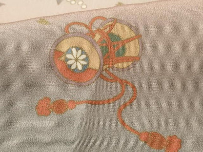 平和屋着物■訪問着　吉祥花鼓文　暈し染め　金彩　仮絵羽　逸品　未使用　DABL3139qa