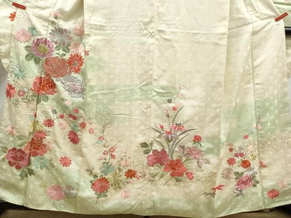 平和屋着物■豪華振袖　総刺繍　枝花文　菊　暈し染め　金銀糸　正絹　逸品　DABL3142qa